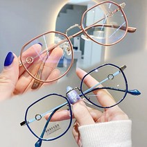 가벼운 레트로 다각형 얇은 뿔테 패션 큰 안경테 남자 여자 학생 도수없는 블루라이트 안경