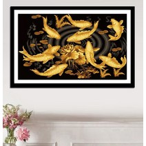 재물이 모이는 황금 비단 잉어 구어도 보석십자수 DIY 부자재 비즈 세트, 50x30cm