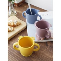 유아용 안전한 말랑 양손실리콘 컵 2개 외출 유아식기추천 아기이유식용품 냉장고정리, 다크핑크