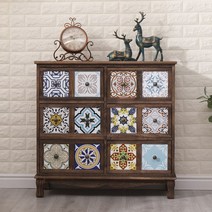 원목 3단 서랍장 레트로 클래식 오동나무 틈새 약장스타일 엔틱 4단 5단, 12각 격자 C 가로