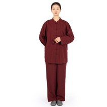 용 명상복 세트 중국 전통 수녀 승려복 불교 평신도복 탑과 바지색