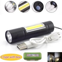 COB다기능플래시 캠핑랜턴 손전등 mini 강력한 2 led 손전등 cob q5 usb, c wtih 선물 상자