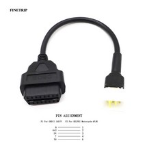진단 6 핀-OBD2 16 핀 어댑터 케이블 베넬리 오토바이 결함 감지 커넥터 델파이 ECU