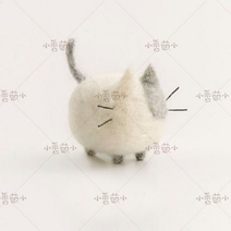 고양이 양모펠트 니들 퀼트 키링 목덜미잡힌 동물 초보 도안 만들기 바느질, 삼 회색 반점