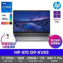 HP 2022 노트북 470 G9-XVII3 12세대 코어i7 1280GB 16GB FHD IPS 17형 사무용 업무용 대화면, WIN11 Pro DSP, 그레이