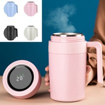 선호리빙 온도표시 이중스텐 차 분유 머그 보온 보냉 480ml 텀블러, 화이트_1p