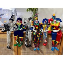 삐에로 광대 인형 핸드메이드 다양한 디자인, 빨간 머리와 파란 모자를 쓴 광대 (43cm)