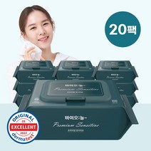 바이오늘 프리미엄 센서티브 엠보싱 유아 물티슈 캡형, 100매, 20팩