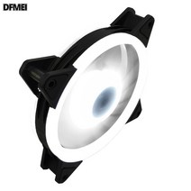 DFMEI 듀얼코일 2세대 섀시팬 12cm 무음내외발광LED 컴퓨터 방열팬, 듀얼 조리개 내외부 발광(화이트)