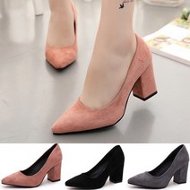 스웨이드 통굽 여성구두 P206