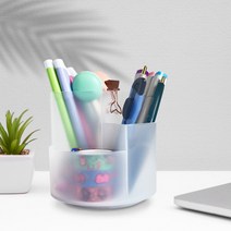 [모던데일리 컴퍼니] 회전 연필꽂이 대용량 3종 다용도 정리함 꽂이 브러쉬 꽂이 소품 및 화장품 꽂이 필기구 정리함 펜 꽂이 유아 색연필 꽂이 데스크 필수용품, 투명