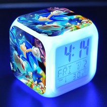 [LED TV 티비] 소닉 그림 LED 시계 알람 다채로운 터치 라이트 데스크 입상 완구 어린이 크리스마스 선물, [02] 라이트 그레이