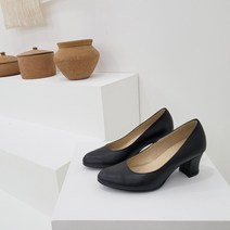 작구요 소가죽 검정 인스퀘어 펌프스 힐 5cm