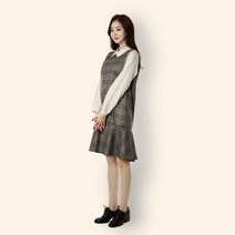 [르샵] NC02 소매배색 체크밑단 플레어 원피스 LIAOP628