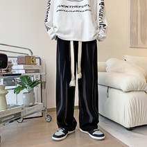 DFMEI 캐주얼 팬츠남 봄 와이드핏 스트레이트핏 트레이닝 팬츠 홍콩 패션 하이랜드 마피아 와이드 팬츠