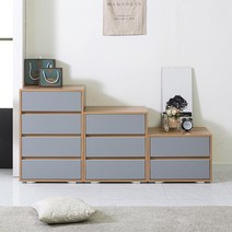수디자인가구 파노라마 미니 서랍장 협탁 틈새 슬림 작은 아이방 옷 2단 3단 4단 8칼라, A.3단서랍장, 오크그레이
