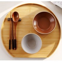 대나무 원목 반달 트레이 하프 쟁반, 6개