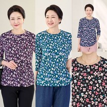 [엄마옷 로즈맘] 미토플라워나염티셔츠/할머니옷 할머니티셔츠 중년여성의류 60대여성옷