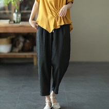 TQ 여자 린넨 밴딩 배기 팬츠 TQ0387
