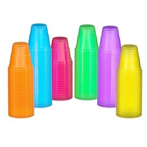 Exquisite Blacklight 파티 글로우 컵 - 120팩 56.7g(2온스) 다양한 색상 파티용 일회용 생일 블랙라이트 반응성 식품 안전 네온 34363, 240, 12 Ounce