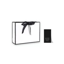 27리빙 선물 쇼핑백 10p+감사 스티커 10p, 중, 13 화이트&블랙 리본띠