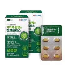 징코 기억력 혈행 개선 영양제 30정 x 2박스 나이아신 아연 판토텐산 비타민B6 비타민B1 비타민B2 7중 복합기능성 은행잎추출물 플라보놀배당체 함유, 500mg x 30정