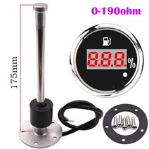 경고등이있는 52mm 디지털 연료 레벨 게이지 0-190ohm 오일 탱크 표시기 해양 센서 150 200 250 400 500mm, 04 With 175mm Sensor