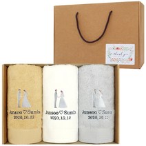 어메니티타올 결혼 웨딩 답례품 30수 170g 3장 수건세트, 그레이, 3개