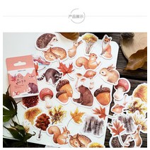 다꾸 스티커 홀로그램 카드 속지 가죽 가을 숲속 박스 DIY 다이어리 수첩 사진첩 책자 장식, 01 가을숲 46장