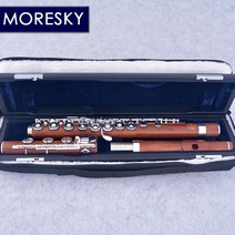 관악기 금 플루트 플룻 악기 입문용 MORESKY 17 홀 흑단 플루트 오픈 실버 도금 전자 키 그레나딜라 나무 M, 02 MFL-202(Redwood)
