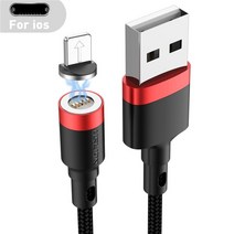 USLION-5A 마그네틱 USB 충전 케이블 c형 아이폰 14 좋은 자석 마이크로 USB 데이터 충전 와이어 코드, 09 Red For IOS_02 2m
