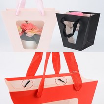 투명창 쇼핑백 포장봉투 생일쇼핑백 손잡이종이가방 선물용쇼핑백, 소 - 레드