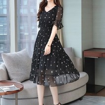 [쇼핑엔티] 오브제[8936]-브이넥 스모킹 셔링 트윙클 쉬폰 원피스