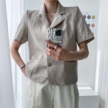 플러리싱 / 심플 데일리 린넨 반팔 자켓플러리싱