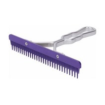 손잡이와 교체 가능한 플라스틱 블레이드가 있는 직조 가죽 플러퍼 빗, Purple_Aluminum Handle