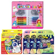 [아모스 공식몰] 아모스 3종세트_글라스데코키즈 1+아이클레이야광4색+아이슬라임야광70g 1개