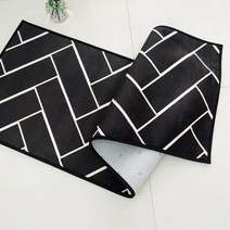 아포아룸 헤링본 극세사 주방매트, 블랙