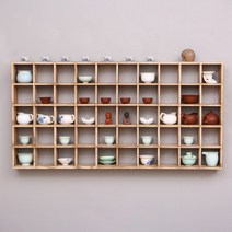 찻장 그릇장 홈카페장 원목 벽걸이 다기 컵 진열장, C