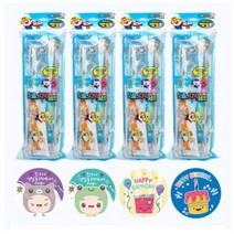 뽀로로 어린이 치약 4p + 칫솔 4p 랜덤발송 + 스티커 8종 x 2p, 4세트