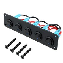 자동차 해양 선박용 방수 LED 토글 로커 스위치 패널 5 갱 듀얼 USB 포트 12V 콘센트 조합, 파란, 1개