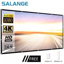 Salange 프로젝션 스크린 휴대용 프로젝터 스크린 100 인치 120 인치 150 인치 16:9 여행 홈 시어터를위한 야외 영화 스크린, 120인치