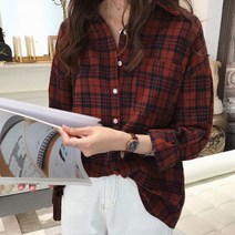 체크 남방 무늬셔츠 여성 코디