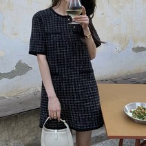 [랜덤플레이] 포켓 포인트 트위드 하객룩 간절기 원피스