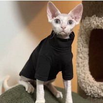 고양이 실내복 조끼 나시 순면 옷 신발 올인원 할로윈 duomasumi sphynx, XL, 검은 색