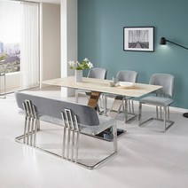 로드퍼니처 뮤즈 천연대리석 백동석 식탁세트 /4인용/6인용, 뮤즈 4인세트(일반2+벤치1)