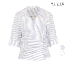VIVID SG VIVID 여성 모던 핀탁셔링 여름 랩 블라우스