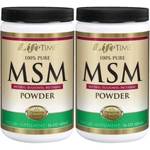 라이프타임 Lifetime 100% Pure MSM Powder 2500mg 식이유황 분말 16oz(454g) 2병, x, 1개