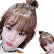 자연스러운 처피뱅 인모 앞머리 여자부분가발 탈색 부분가발 풀뱅, 내추럴