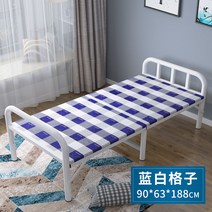 다소미얼 Jun.11 188번 접이식 침대 가정용 간이 1인용 경제사무실 낮잠자리 하드디스크 보강 철제 침대Z, 청색 과 흰색 의 폭: 90cm