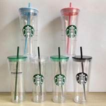 스타벅스 사이렌로고 더블월 PP소재 대용량 빨대컵 710ml 6컬러 택1 스타벅스 콜드컵, 2